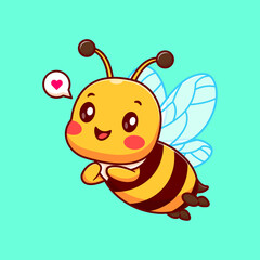 Cute honey bee flying cartoon vector icon illustration. animal nature icon concept isolated