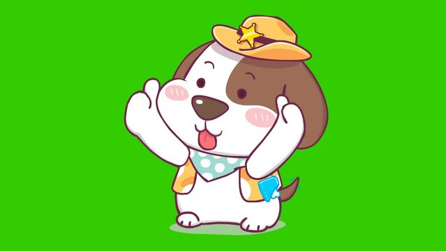 Cute dog animation on green screen