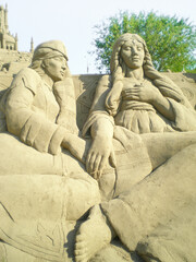 Festival of sand figures based on Arabian tales the 1001 Nights of the Antalya City 2007 in Antalya in Turkey