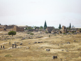 Stone ruins of Hierapolis the one of the largest ancient cities in the Turkey