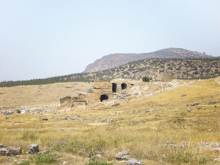 Stone ruins of the Hierapolis  the one of the largest ancient cities in the Turkey