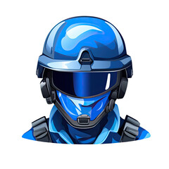 A futuristic blue soldier logo - obrazy, fototapety, plakaty