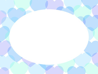 溢れ出すハート楕円フレーム：青