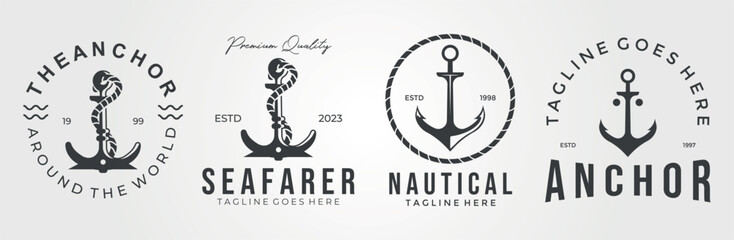 set , collection anchor logo vector vintage illustration, luxury design of anchor, sign and symbol © rozvabarokah