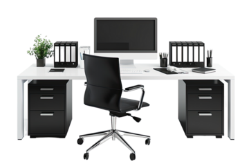 modern office workplace isolated on Transparent background
