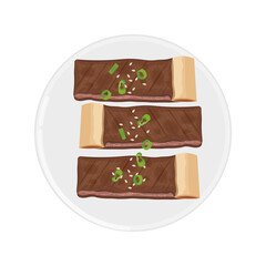 Vector Illustration Logo Top View Korean Ribs barbecue Galbi Gui