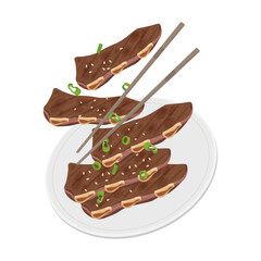 Levitation Korean Galbi Gui Vector Illustration logo