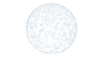 Loop digital plexus sphere rotation isolated on white background.