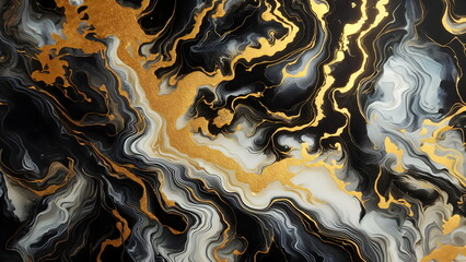 a black and gold swirl, liquid golden and black fluid, intricate flowing paint, abstract liquid acrylic art