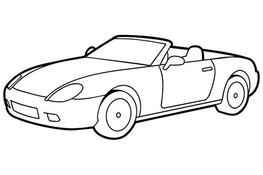 recommend clip art: line art of a convertible car 
