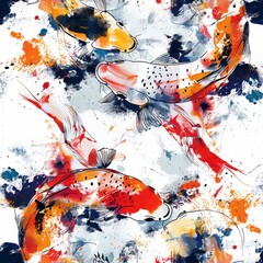 Abstract Koi Fish Background