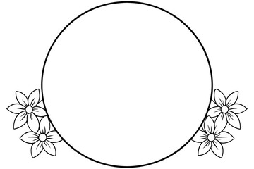round frame with flower silhouette vector illustration