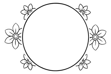 round frame with flower silhouette vector illustration