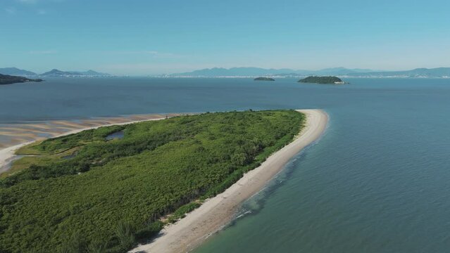 A panoramic view of Daniela and Pontal beaches unveils a captivating coastal landscape in Florianopolis.
