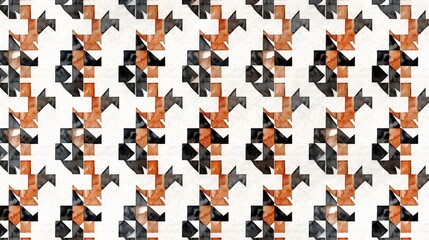 Houndstooth pattern, Seamless pattern, retro watercolor background