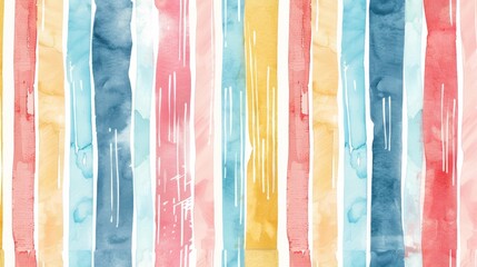 Vertical stripes, Seamless pattern, retro watercolor background