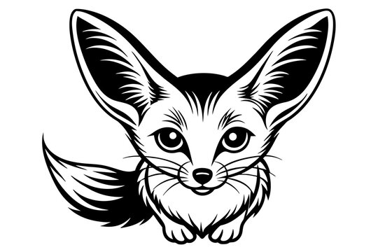 fennec fox silhouette vector illustration