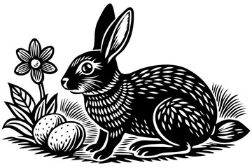 Easter rabbit silhouette vector illustration