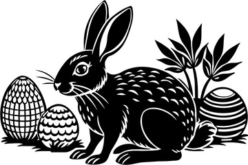Easter rabbit silhouette vector illustration