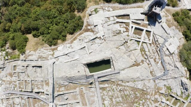 Topdown Of The Ancient Thracian City Of Perperikon In The Eastern Rhodopes, Bulgaria. Aerial Shot