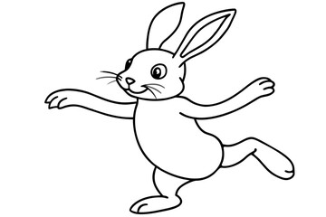 line art of a dancing rabbit
