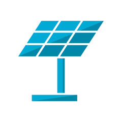 Blue solar cell or solar panel grid module sun energy power environmentally friendly clean energy flat vector icon design