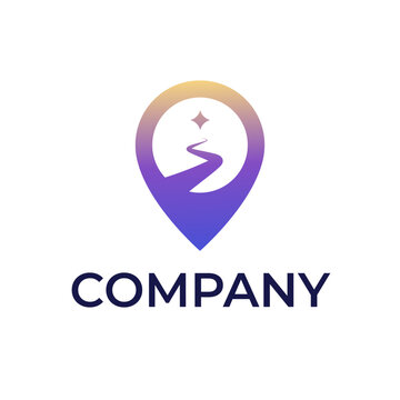 Journey path way star pin logo