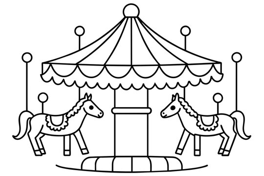 recommend clip art: line art of a carousel 