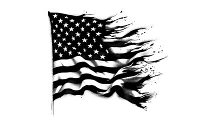 Halftone American Flag Illustration on White Background