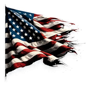Halftone American Flag Illustration on White Background