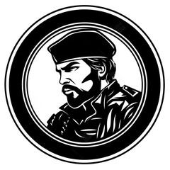 A logo of a soldier wearing a black beret - obrazy, fototapety, plakaty