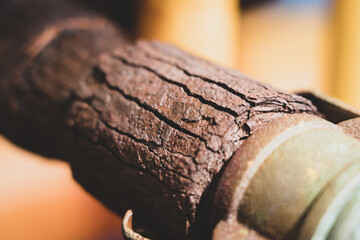 Close-up of corroded steel pipe, corrosion of steel, general corrosion, offshore petroleum...