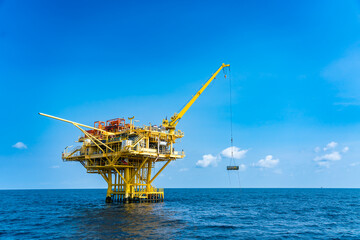 Offshore oil and gas wellhead remote platform which produced raw material for sent to onshore...