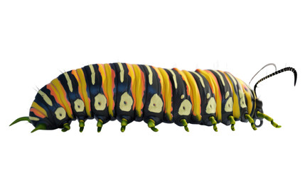 
Monarch butterfly caterpillar on white background 