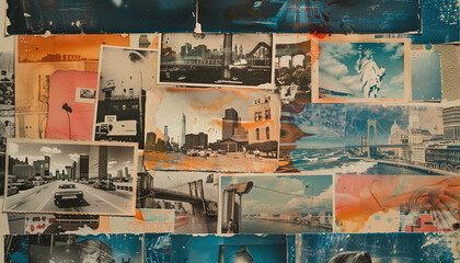 Retro Polaroid Collage: A collage of retro-style polaroid photos capturing various moments, perfect...