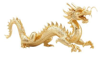 Fototapeta na wymiar gold dragon ,Chinese zodiac, isolated white background 