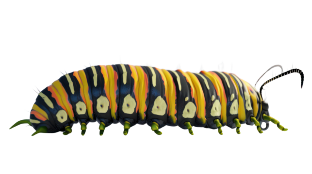 
Monarch butterfly caterpillar on white background 
