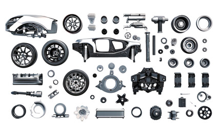 
Auto spare parts car on the white background.