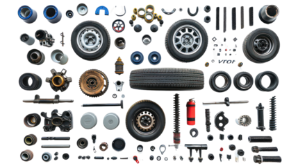 
Auto spare parts car on the white background.