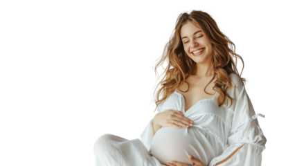 pregnant woman Wear a white shirt