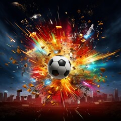 illustration of fussball. soccer championship, Generative ai - obrazy, fototapety, plakaty