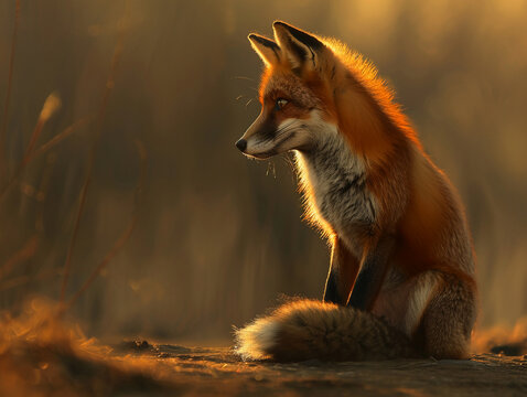 A contrite fox sitting with its front paws up near its face its piercing eyes full of regret