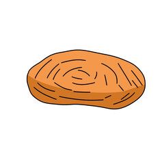 A cartoon drawing of a piece of bread. The bread is brown and has a slightly rough texture