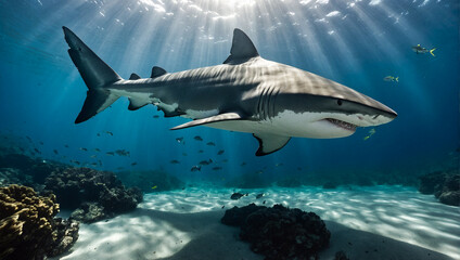Fototapeta premium Large shark underwater 