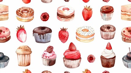 a bunch of different types of cupcakes on a white background - Powered by Adobe