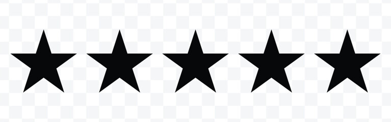 Star icon. Vector Black  isolated five stars. Customer feedback concept. Vector 5 stars rating review. Quality shape design 8 9  - obrazy, fototapety, plakaty