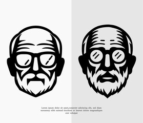 Old Man face silhouette logo