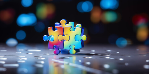 World Autism awareness and pride day. Puzzles background.