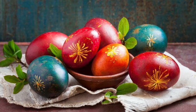 Vibrant Easter Delight: Beautifully Painted Eggs in a Festive Display" 