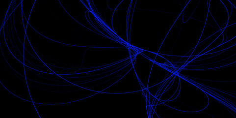 Abstract waves of vibrant neon blue color against a black background. Background of colorful flowing blue lines.Elevate your web design with this striking abstract blue net grid texture on a black bg.